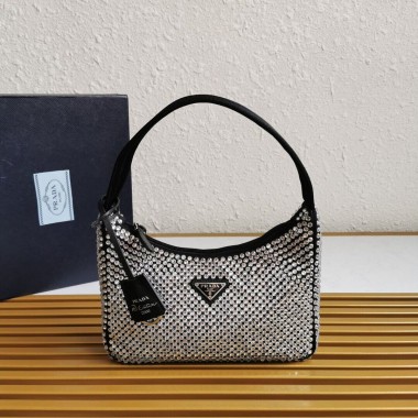 Mini borsa in raso con cristalli