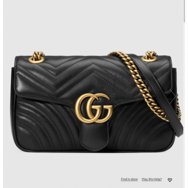 Gucci GG marmont Small Shoulder Bag- Black leather