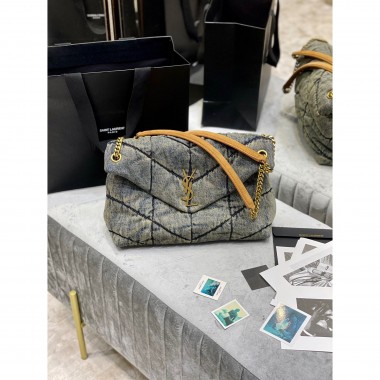 YSL Yves Saint Laurent Puffer Medium Bag in Denium 