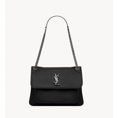 Saint Laurent Niki Medium in grained leather-Black