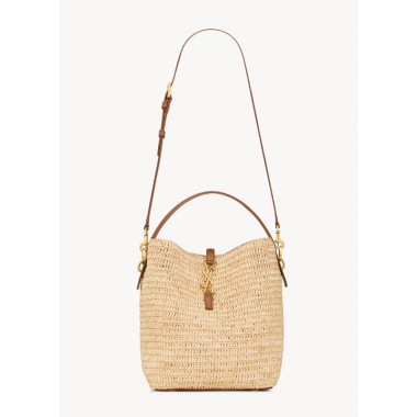 Saint Laurent LE 37 in Woven Raffia and Vegetable-Tanned leather