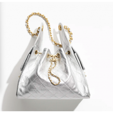 Chanel 25 Small handbag -Silver Lambskin 