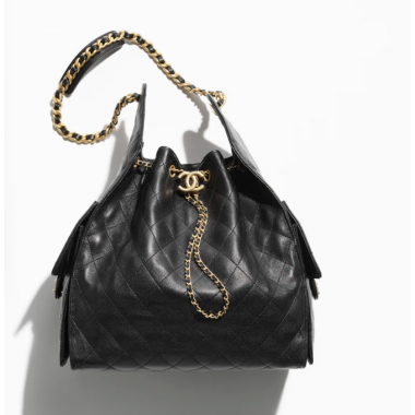 Chanel 25 Medium handbag -Black Grained Leather 