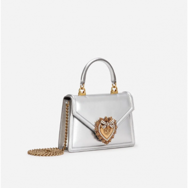 Dolce Gabbana Small Smooth Calfskin Devotion bag-Silver