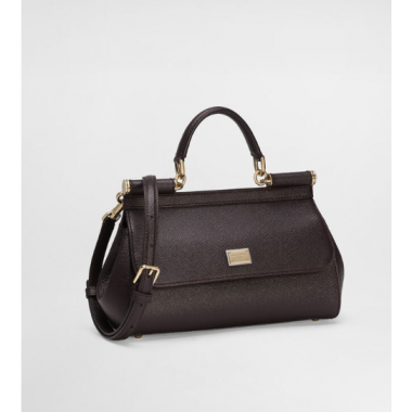 Authentic Quality- Dolce Gabbana Elongated Sicily handbag in Dauphine Calfskin- Bordeax