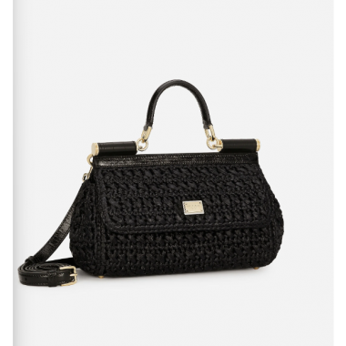 Authentic quality- Dolce Gabbana Elongated Sicily handbag in Raffia