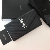 YSL long Caviar Wallet-black/gold