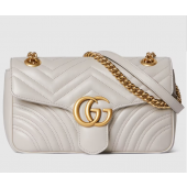 Gucci GG marmont Small Shoulder Bag- Light Grey leather 
