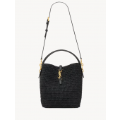 Saint Laurent LE 37 in Woven Raffia and Vegetable-Tanned leather