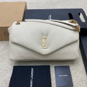 Saint Laurent Calypso Large in grained lambskin - Blanc Vintagae