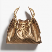 Chanel 25 Small handbag -Dark gold Caviar leather 