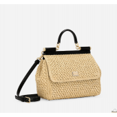 Authentic quality- Dolce Gabbana Large Sicily Handbag in r -in crochet raffia and python skin