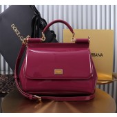 Authentic quality- Dolce Gabbana LargeSicily Handbag in polished calfskin- Fuchsia  