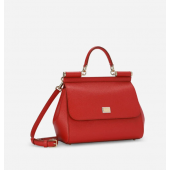 Authentic Quality- Dolce Gabbana Large Sicily Handbag in in Dauphine leather-Red 