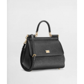 Authentic quality- Dolce Gabbana Small Sicily Handbag in in Dauphine leather -Black
