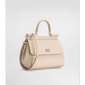Authentic quality- Dolce Gabbana Small Sicily Handbag in in Dauphine leather -Beige