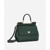 Authentic quality- Dolce Gabbana Small Sicily Handbag in in Dauphine leather -Green