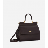 Authentic quality- Dolce Gabbana Small Sicily Handbag in in Dauphine leather -Bordeaux