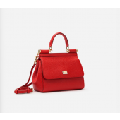 Authentic quality- Dolce Gabbana Small Sicily Handbag in in Dauphine leather -Red