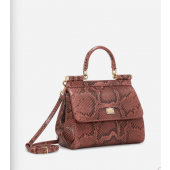 Authentic quality- Dolce Gabbana Small Sicily Handbag  in python skin-Pink
