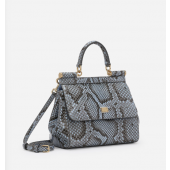 Authentic quality- Dolce Gabbana Small Sicily Handbag  in python skin-Light blue