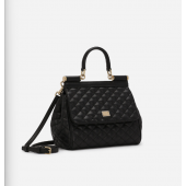 Authentic quality- Dolce Gabbana Medium Sicily Handbag in quilted nappa leather-Black