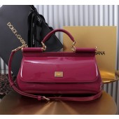 Authentic quality- Dolce Gabbana Elongated Sicily Handbag in Polished calfskin-Fuchsia
