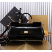Authentic quality- Dolce Gabbana Elongated Sicily Handbag in Polished calfskin-Black