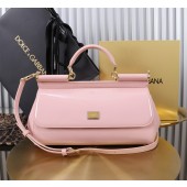 Authentic quality- Dolce Gabbana Elongated Sicily Handbag in Polished calfskin-Pink