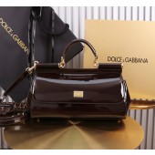 Authentic quality- Dolce Gabbana Elongated Sicily Handbag in Polished calfskin-Bordeaux