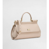Authentic Quality- Dolce Gabbana Elongated Sicily handbag in Dauphine Calfskin- Beige
