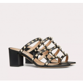Valentino Rockstud calfskin slide sandals 6cm  , Size 35-41