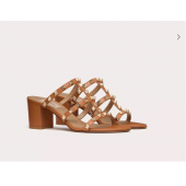 Valentino Rockstud calfskin slide sandals 6cm  , Size 35-41