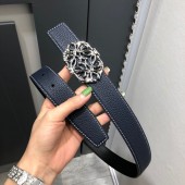 Loewe grained calfskin belt 32mm-dark blue
