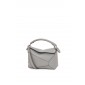Loewe Small Puzzle in Grained Calfskin-Ash grey 