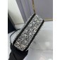 Borsa shopping small in raso con cristalli