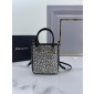 Borsa shopping small in raso con cristalli