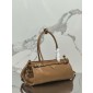 Prada SoftLux Medium Leather Tote-Cameo