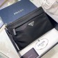 Re-Nylon and saffiano leather Pouch 