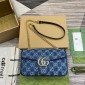 Gucci GG Marmont Small Shoulder Bag- Blue GG denim