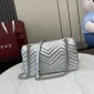 Gucci GG marmont Small Shoulder Bag- Metallic Silver leather 