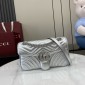 Gucci GG marmont Small Shoulder Bag- Metallic Silver leather 