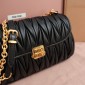 Matelassé nappa leather shoulder bag-Black