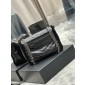 YSL Yves Saint Laurent Niki Medium Bag in Crinkled Leather and Shearling 