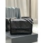 YSL Yves Saint Laurent Niki Medium Bag in Crinkled Leather and Shearling 