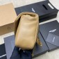 Saint Laurent Calypso Small in Plunged Lambskin-Natural Tan