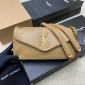 Saint Laurent Calypso Small in Plunged Lambskin-Natural Tan
