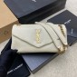 Saint Laurent Calypso Small in Plunged Lambskin-Blanc Vintage