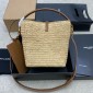 Saint Laurent LE 37 in Woven Raffia and Vegetable-Tanned leather