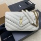 Saint Laurent Loulou Medium in matelasse lambskin-Blanc Vintage